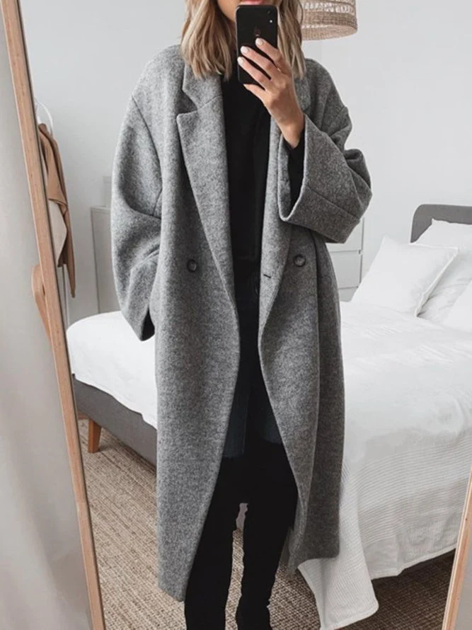 Solveig | Elegant Lang Frakke Med Revers