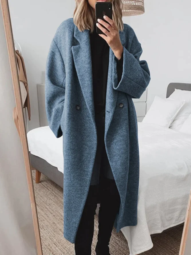 Solveig | Elegant Lang Frakke Med Revers