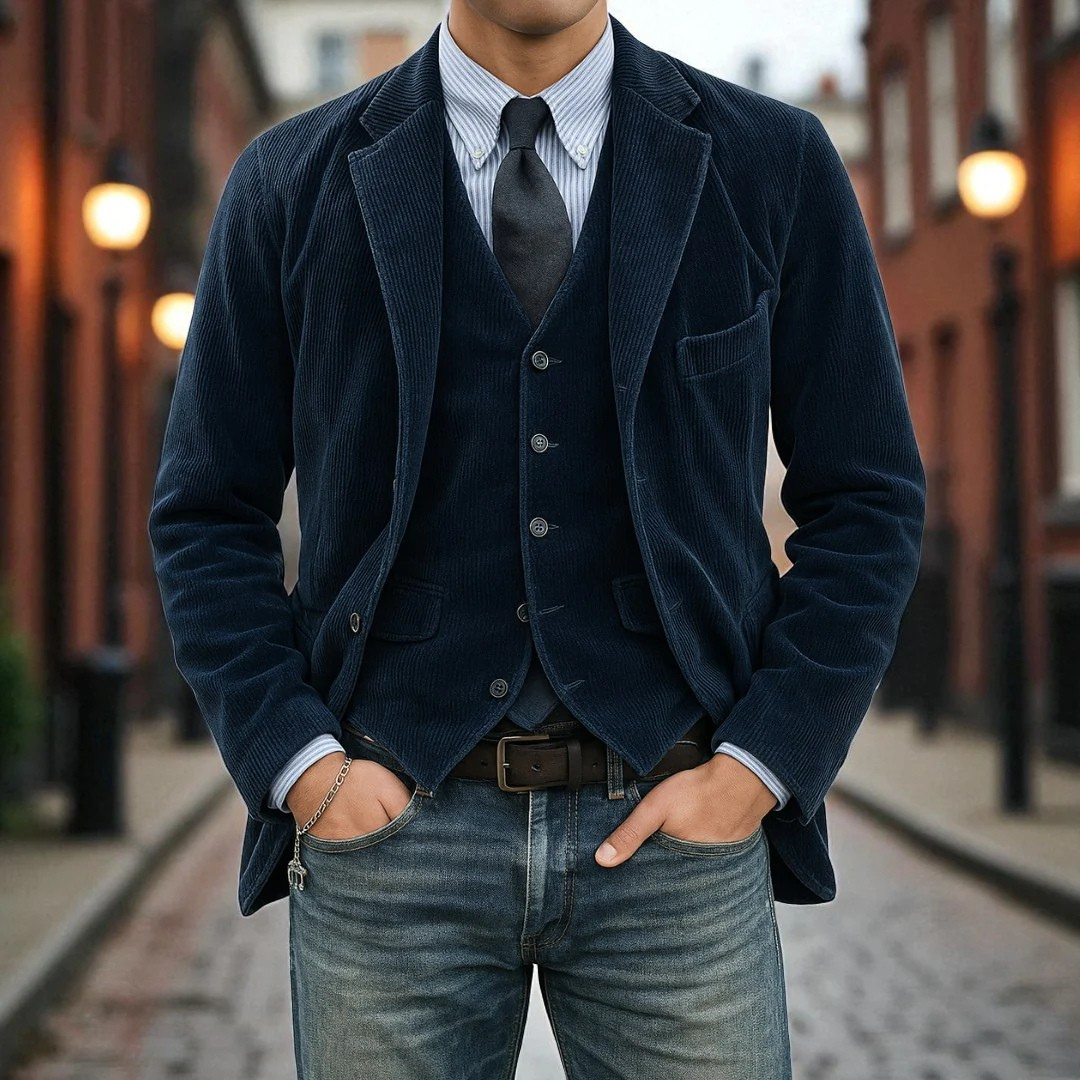 Christian | Fløjlsblazer Med Vest Og Revers