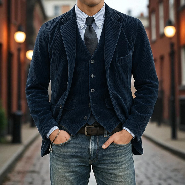 Christian | Fløjlsblazer Med Vest Og Revers