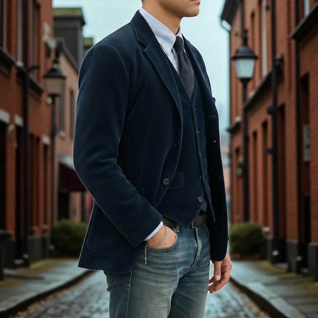 Christian | Fløjlsblazer Med Vest Og Revers