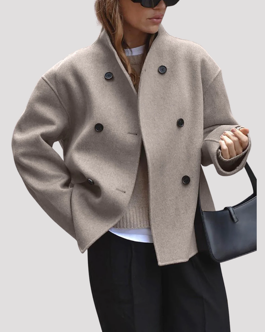 Sofie | Elegant Dobbelttradet Peacoat Med Ståkrave
