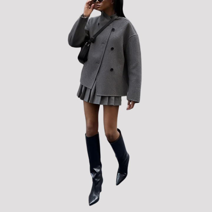 Sofie | Elegant Dobbelttradet Peacoat Med Ståkrave