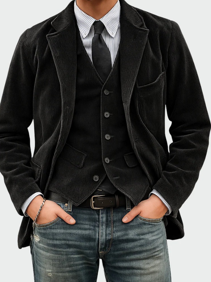 Christian | Fløjlsblazer Med Vest Og Revers