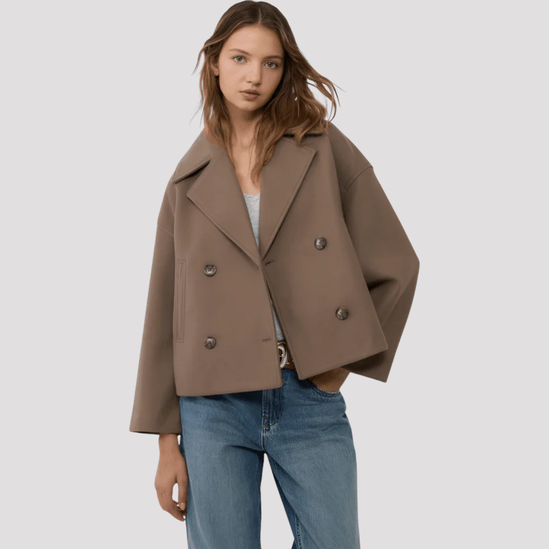 Freja | Elegant Dobbelttradet Peacoat Med Revers