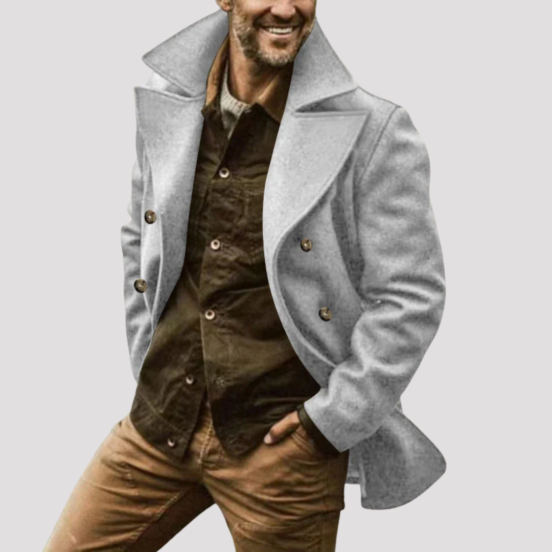 Mikkel | Klassisk Peacoat Med Dobbeltradet Design Til Mænd