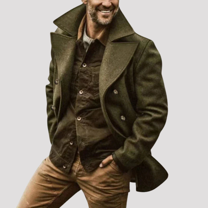 Mikkel | Klassisk Peacoat Med Dobbeltradet Design Til Mænd