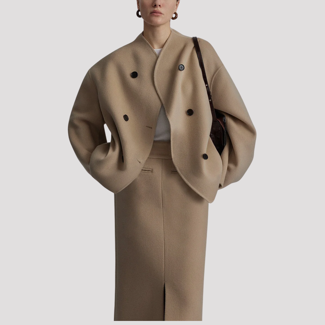 Sofie | Elegant Dobbelttradet Peacoat Med Ståkrave