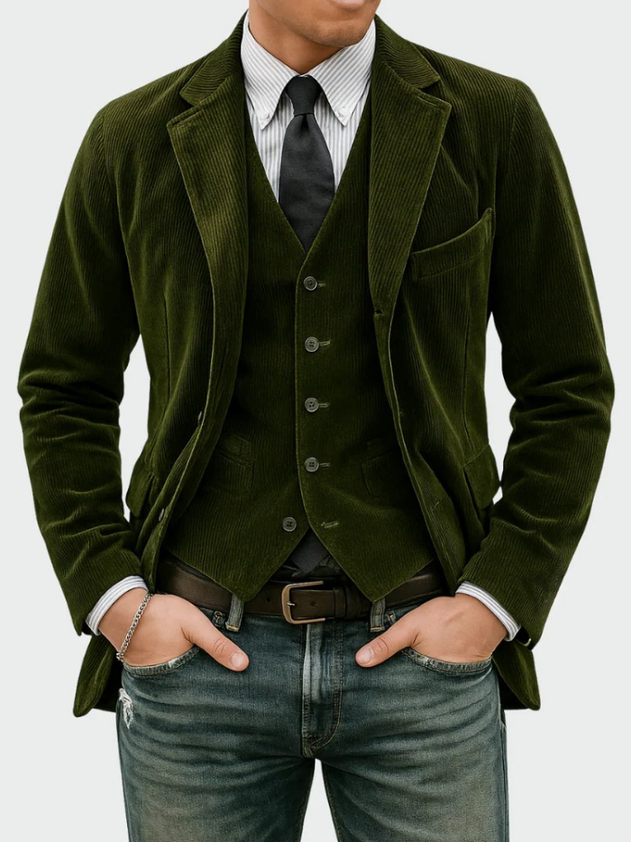 Christian | Fløjlsblazer Med Vest Og Revers