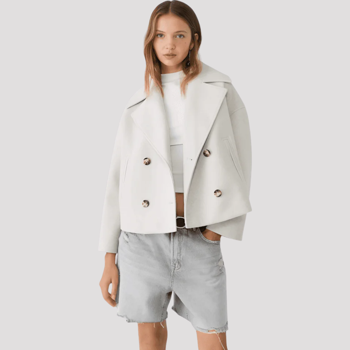 Freja | Elegant Dobbelttradet Peacoat Med Revers