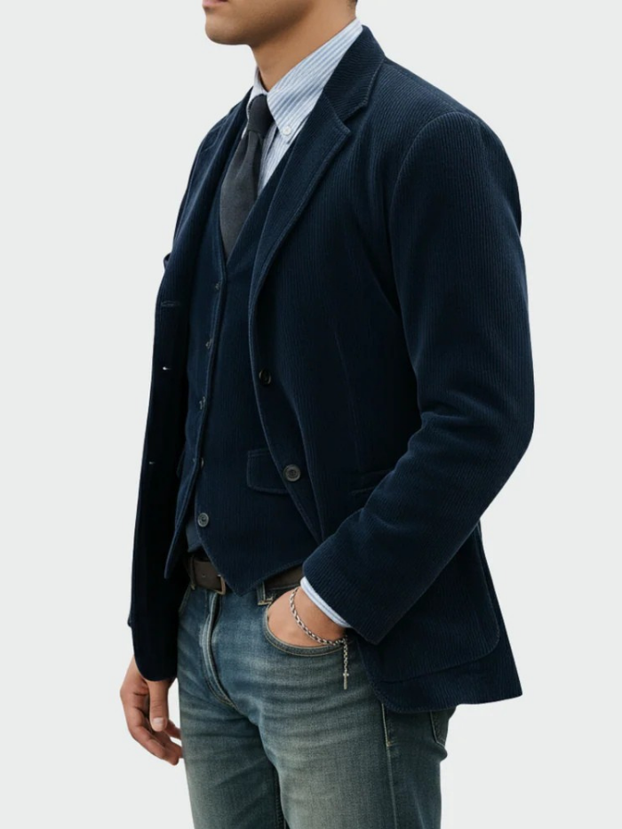 Christian | Fløjlsblazer Med Vest Og Revers