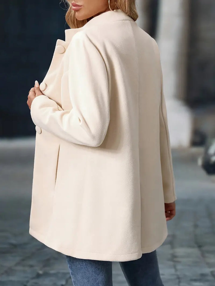 Nanna | Elegant Lang Frakke Med Ståkrave