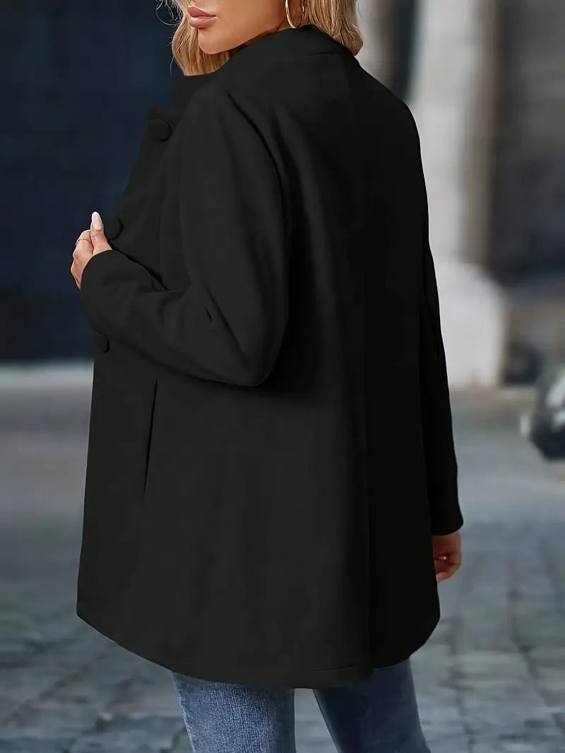 Nanna | Elegant Lang Frakke Med Ståkrave
