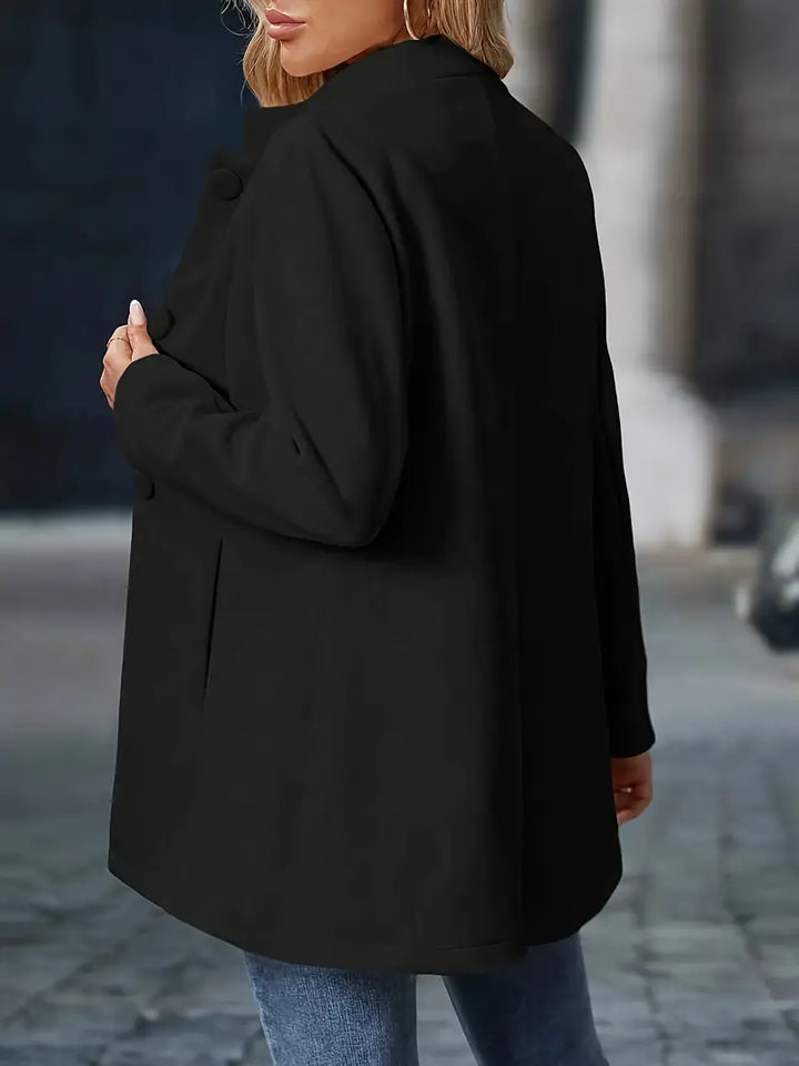 Nanna | Elegant Lang Frakke Med Ståkrave