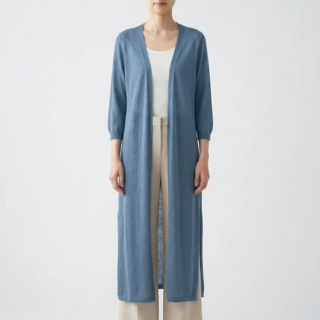Marieke | Elegant Lang Cardigan Med Åben Front