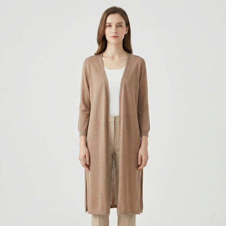 Marieke | Elegant Lang Cardigan Med Åben Front
