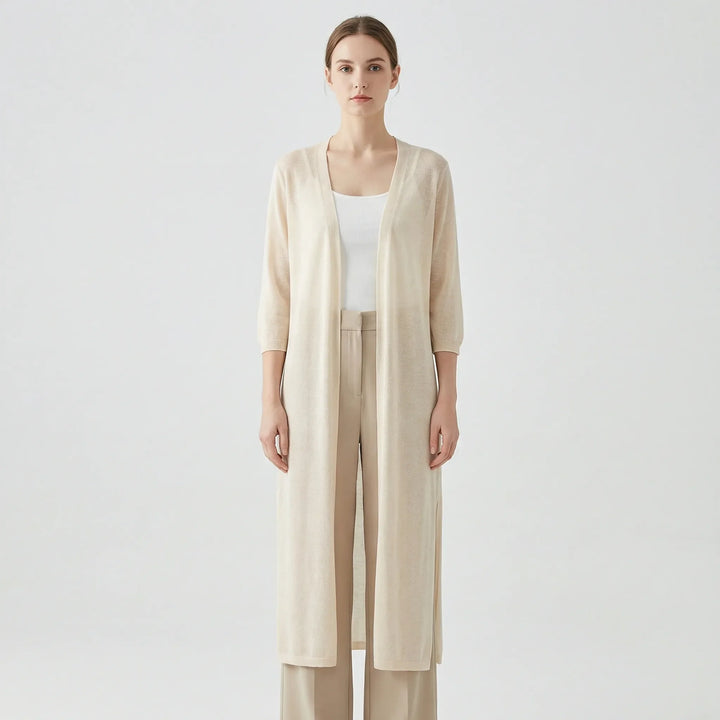 Marieke | Elegant Lang Cardigan Med Åben Front