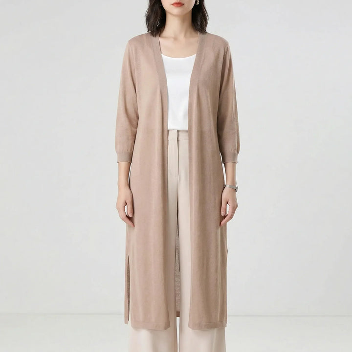 Marieke | Elegant Lang Cardigan Med Åben Front