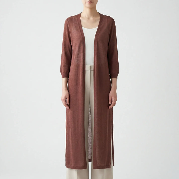 Marieke | Elegant Lang Cardigan Med Åben Front