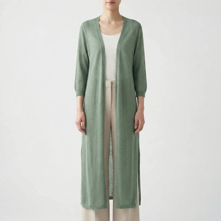 Marieke | Elegant Lang Cardigan Med Åben Front