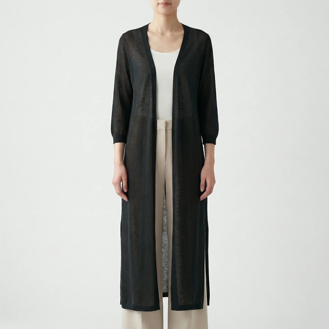 Marieke | Elegant Lang Cardigan Med Åben Front