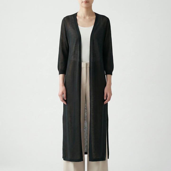 Marieke | Elegant Lang Cardigan Med Åben Front