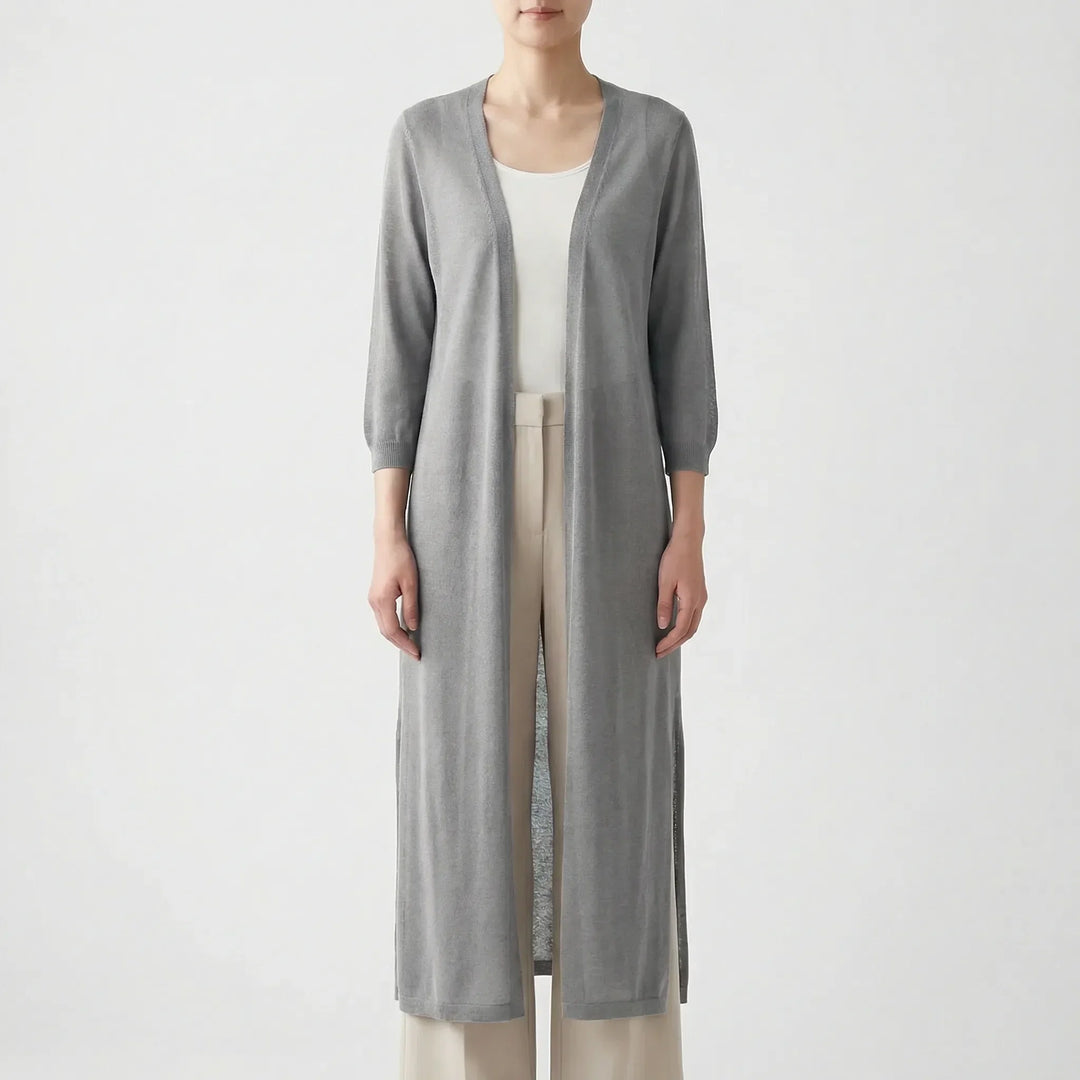 Marieke | Elegant Lang Cardigan Med Åben Front