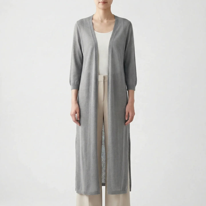 Marieke | Elegant Lang Cardigan Med Åben Front