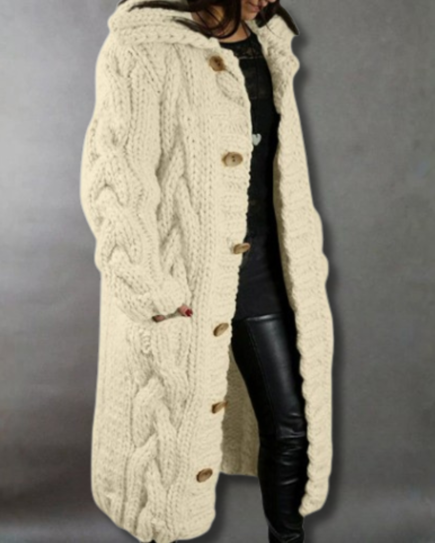 Kirstine | Elegant Strikket Cardigan Med Kabelmønster