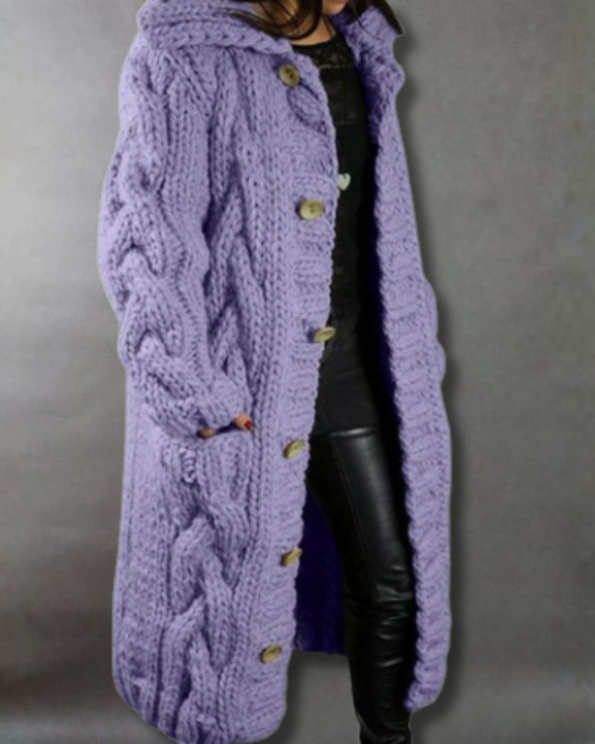Kirstine | Elegant Strikket Cardigan Med Kabelmønster