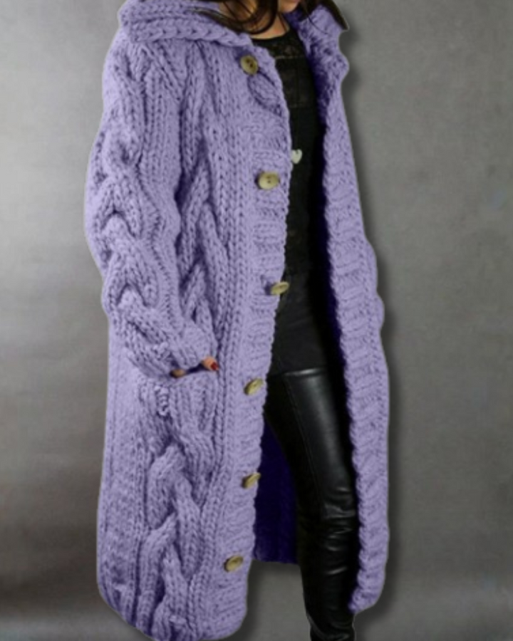 Kirstine | Elegant Strikket Cardigan Med Kabelmønster