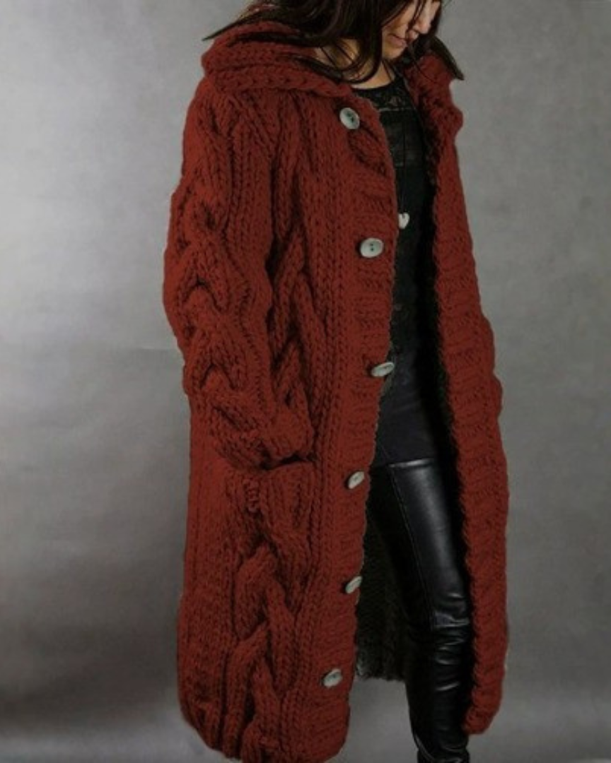 Kirstine | Elegant Strikket Cardigan Med Kabelmønster