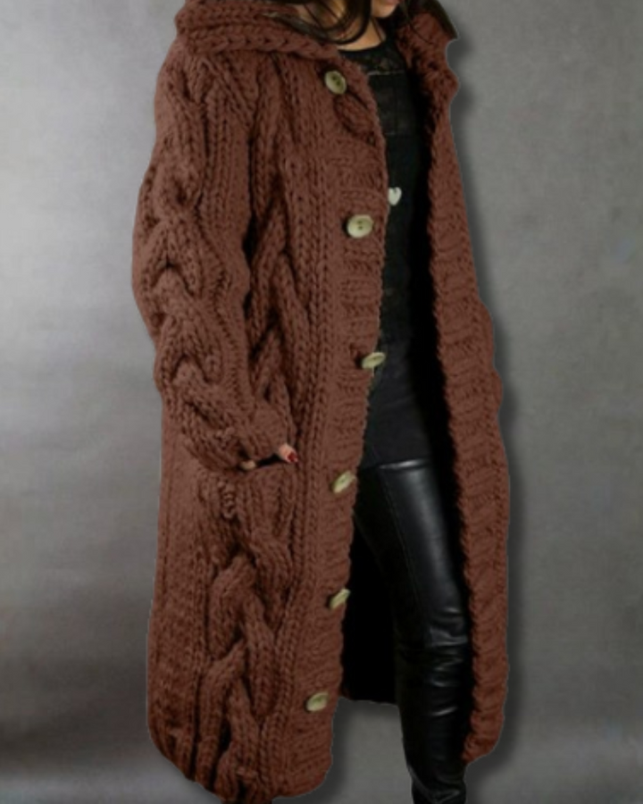 Kirstine | Elegant Strikket Cardigan Med Kabelmønster
