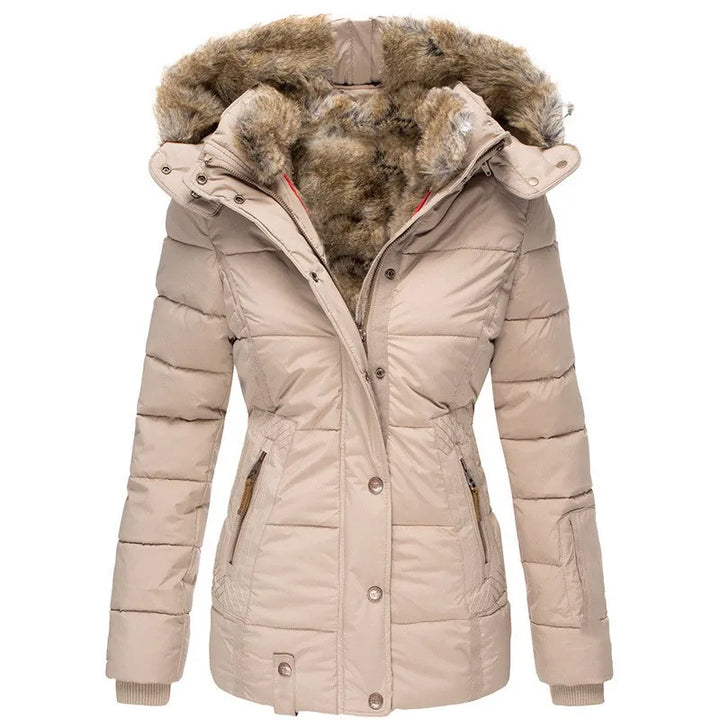 Tove | Elegant Vatteret Parka Med Pelskant