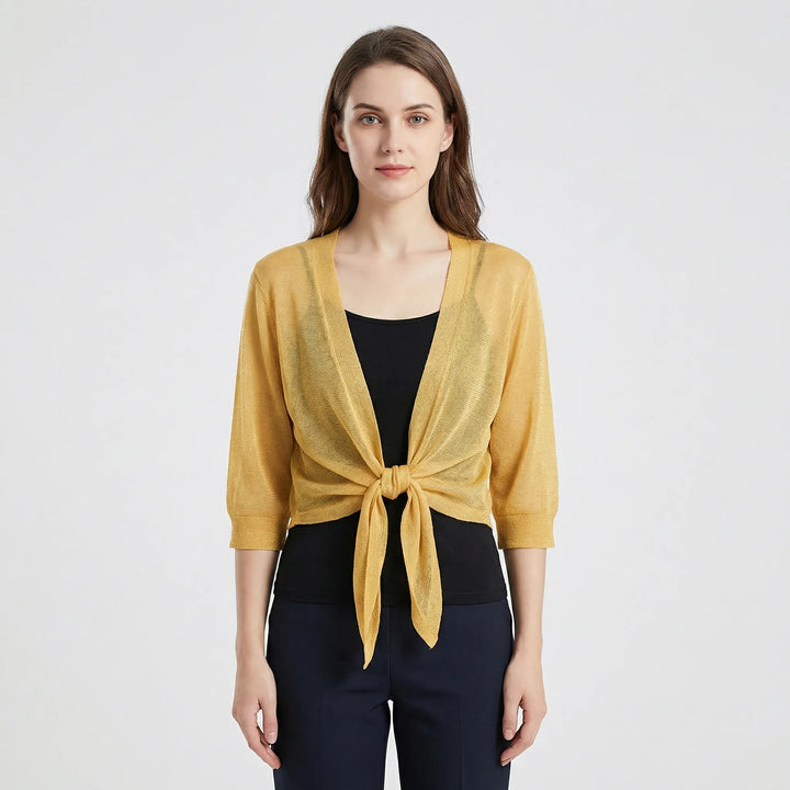 Katrine | Elegant Kort Cardigan Med Bindebånd