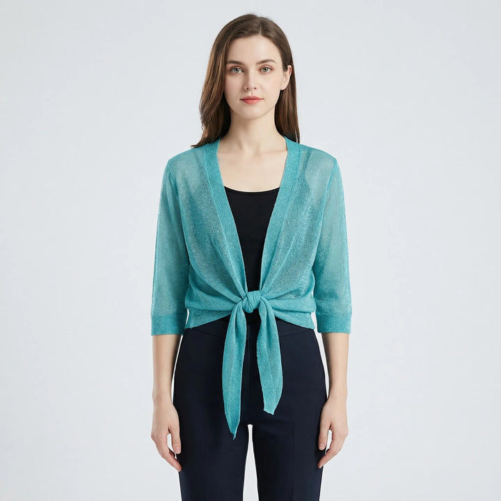Katrine | Elegant Kort Cardigan Med Bindebånd