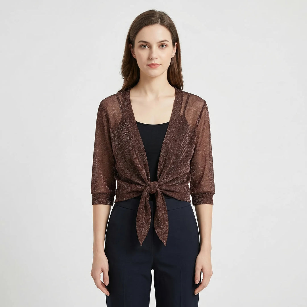 Katrine | Elegant Kort Cardigan Med Bindebånd