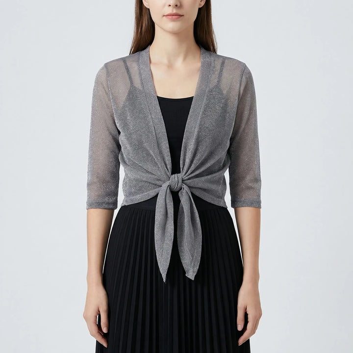 Katrine | Elegant Kort Cardigan Med Bindebånd