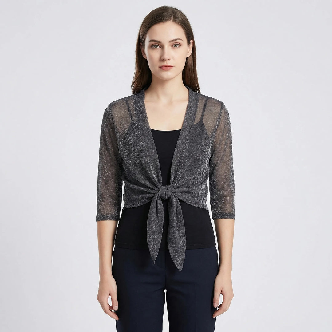 Katrine | Elegant Kort Cardigan Med Bindebånd
