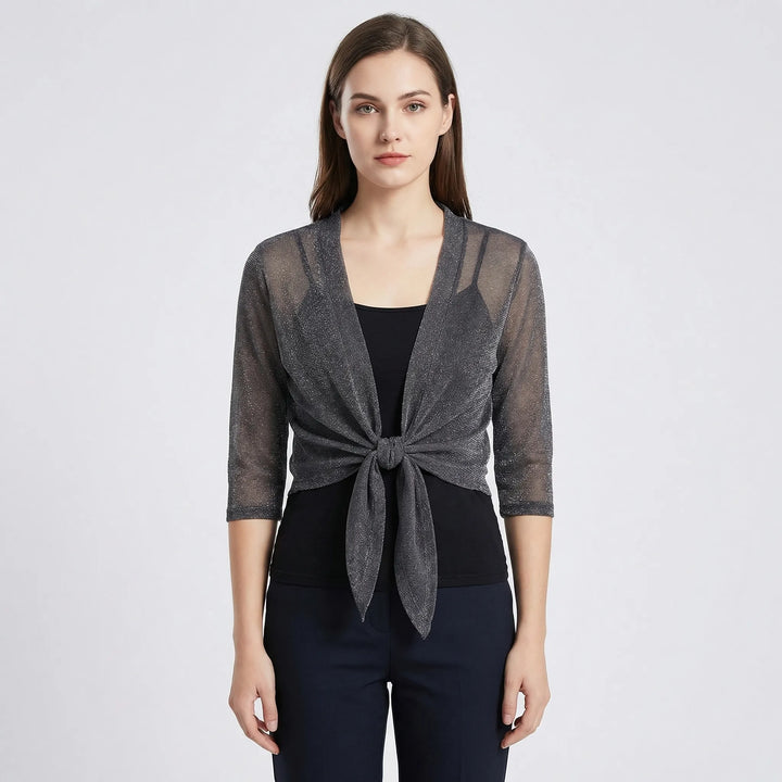 Katrine | Elegant Kort Cardigan Med Bindebånd