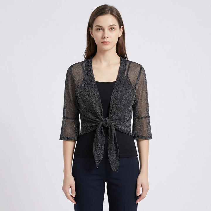 Katrine | Elegant Kort Cardigan Med Bindebånd