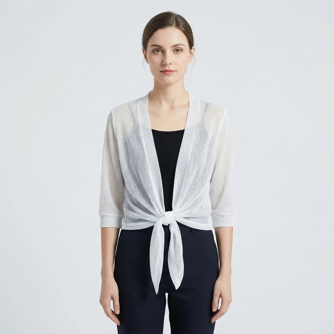 Katrine | Elegant Kort Cardigan Med Bindebånd