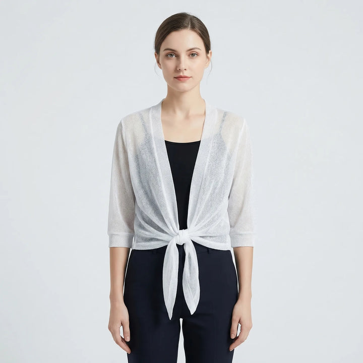 Katrine | Elegant Kort Cardigan Med Bindebånd