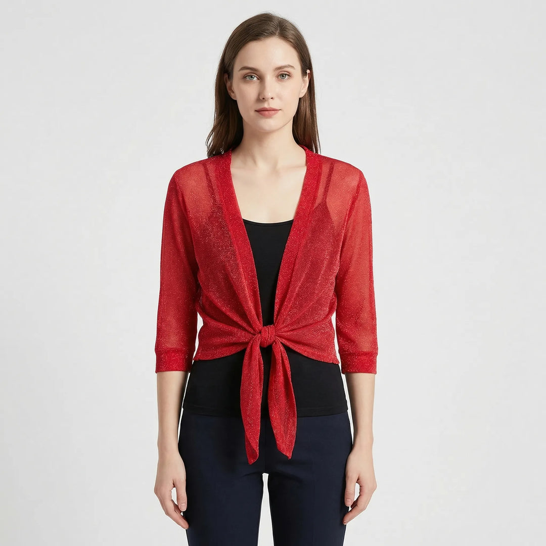 Katrine | Elegant Kort Cardigan Med Bindebånd