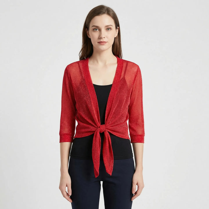 Katrine | Elegant Kort Cardigan Med Bindebånd