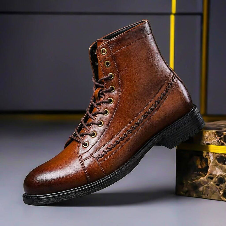 Søren | Herre Ankle Boots Med Snørelukning Og Dekorative Syninger