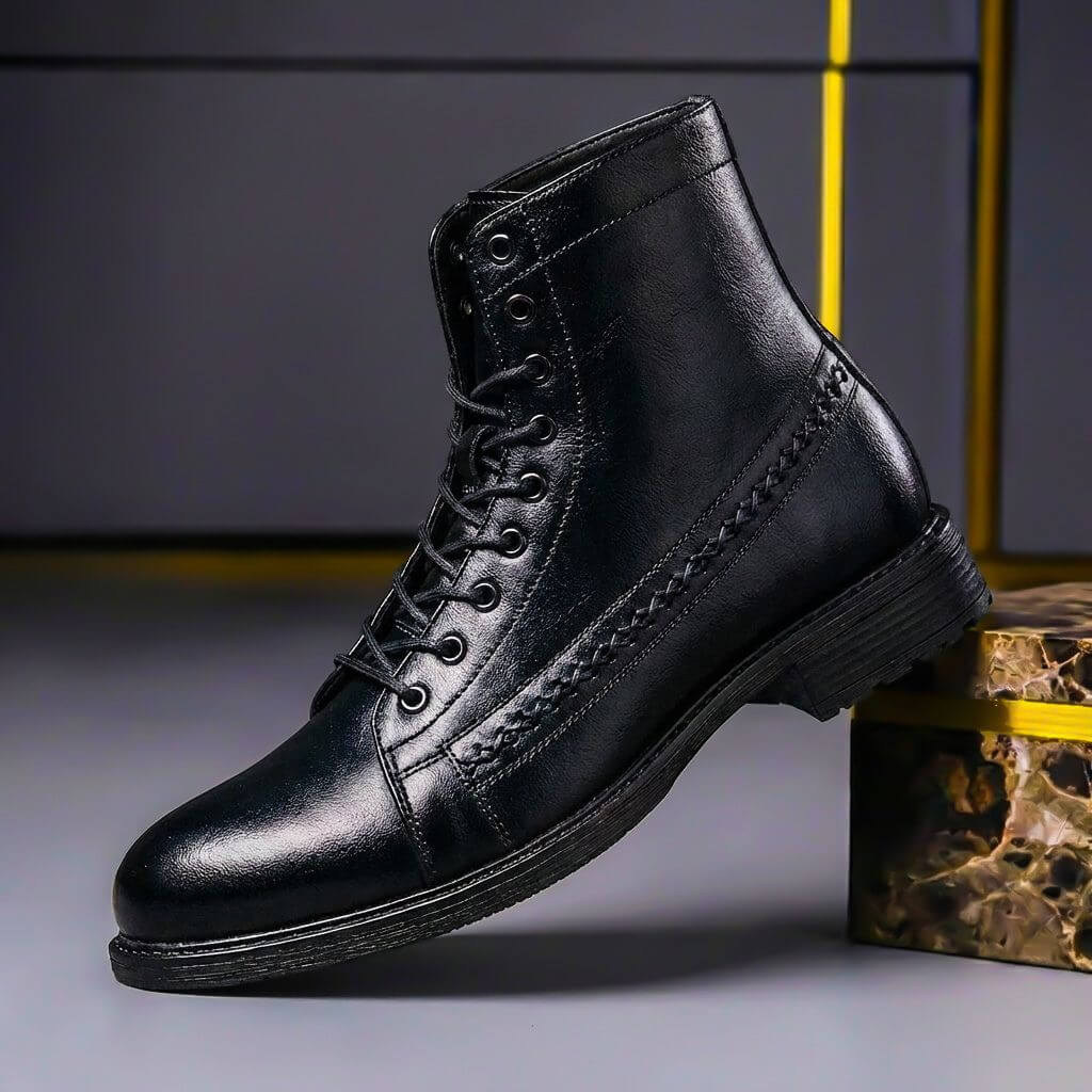 Søren | Herre Ankle Boots Med Snørelukning Og Dekorative Syninger