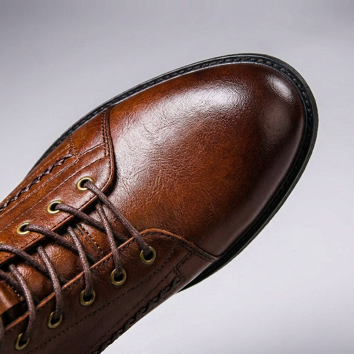 Søren | Herre Ankle Boots Med Snørelukning Og Dekorative Syninger