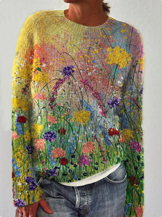 Sofia - Stylish women's jumper with beautiful 3D floral print`