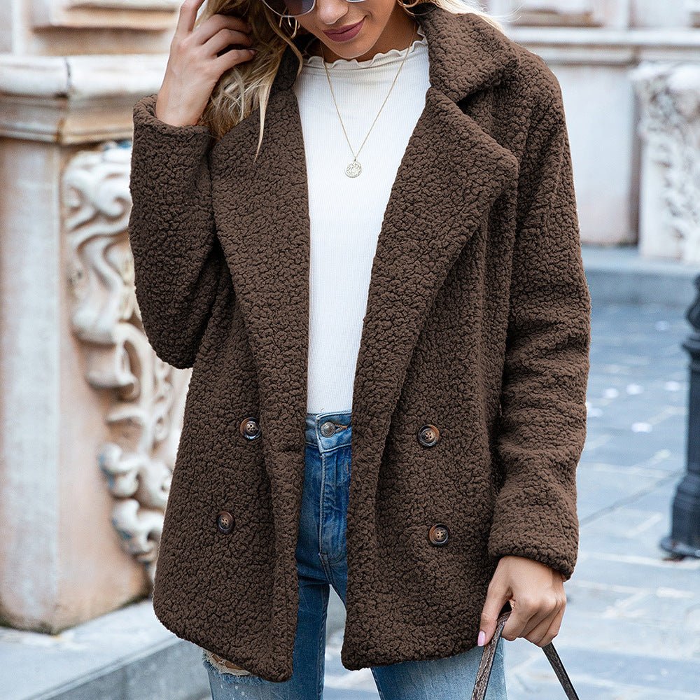 Ida | Elegant Teddy Jakke Med Dobbeltknaplukning